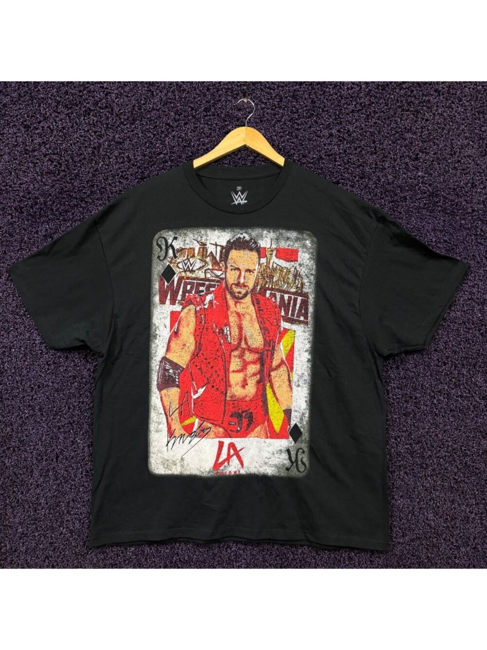 WWE Legends LA Knight Wrestlemania Trading Card T-Shirt Size 2X